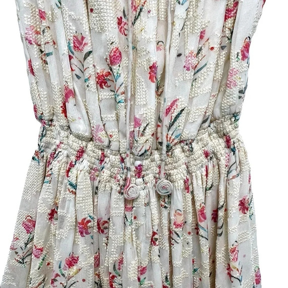 Hemant & Nandita Off the Shoulder Romper Floral Ivory Women's Size XS - Picture 7 of 11